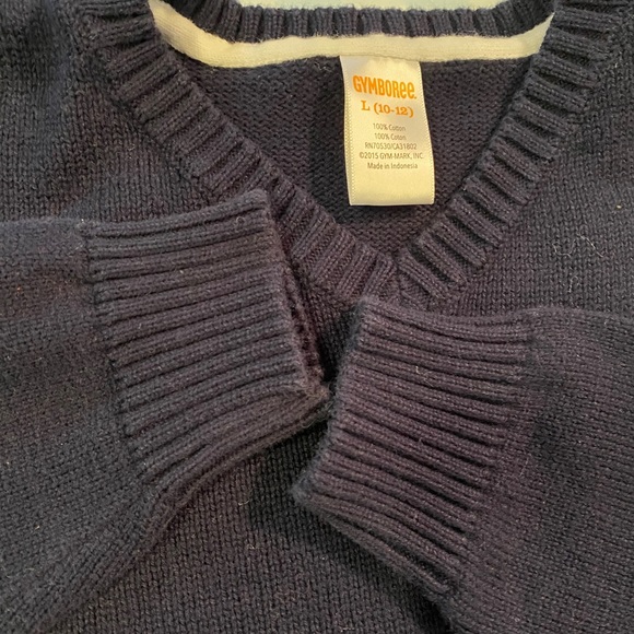 Navy blue V neck cotton sweater - Picture 2 of 3